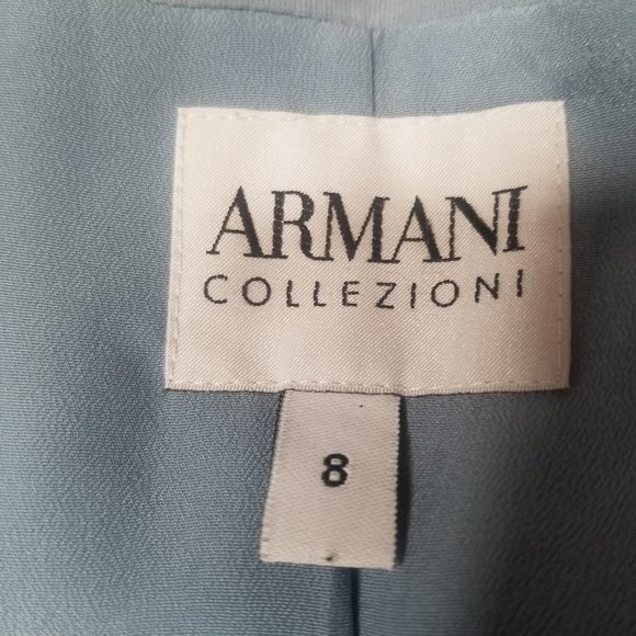Armani Collezioni Women's Seafoam Green Silk Blend Floral Pleated Blazer… - Picture 5 of 5